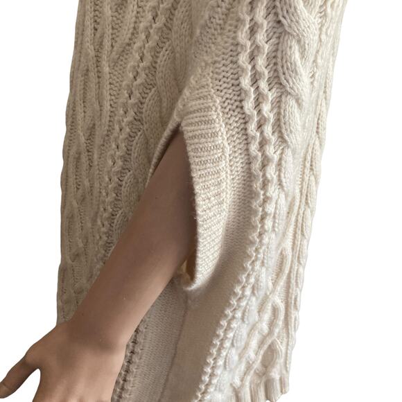 AnnTaylor Sweater Womens Medium Cable Knit Beige Extra Fine Merino Wool - Picture 8 of 9